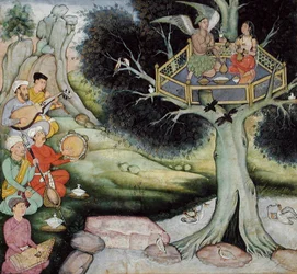 Somaprabha y una ninfa celestial escuchando música, c.1590